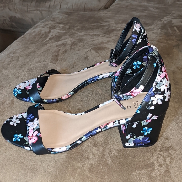 Call It Spring Shoes - Call it Spring Vegan Floral Open Toe Block Heels